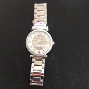 Michael Kors silver watch with Swarovski crystals